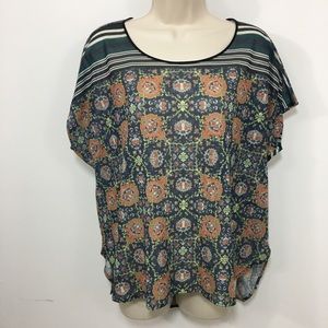 Clover Canyon Blouse short Sleeve Semi Sheer Sz M